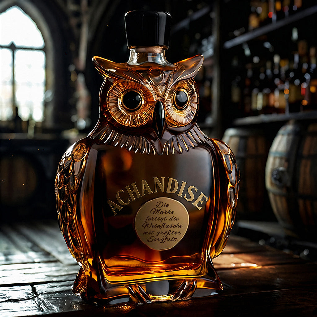Achandise™ Owl Whiskey Decanter 350 ml ——Unique Glass Bottle for Whiskey, Wine & Liquor