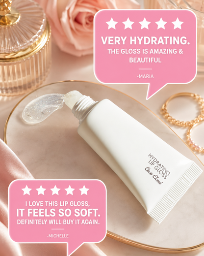 Hydrating Lip Gloss - High Shine & Tinted, Infused with Hyaluronic Acid, Jojoba Oil & Shea Butter