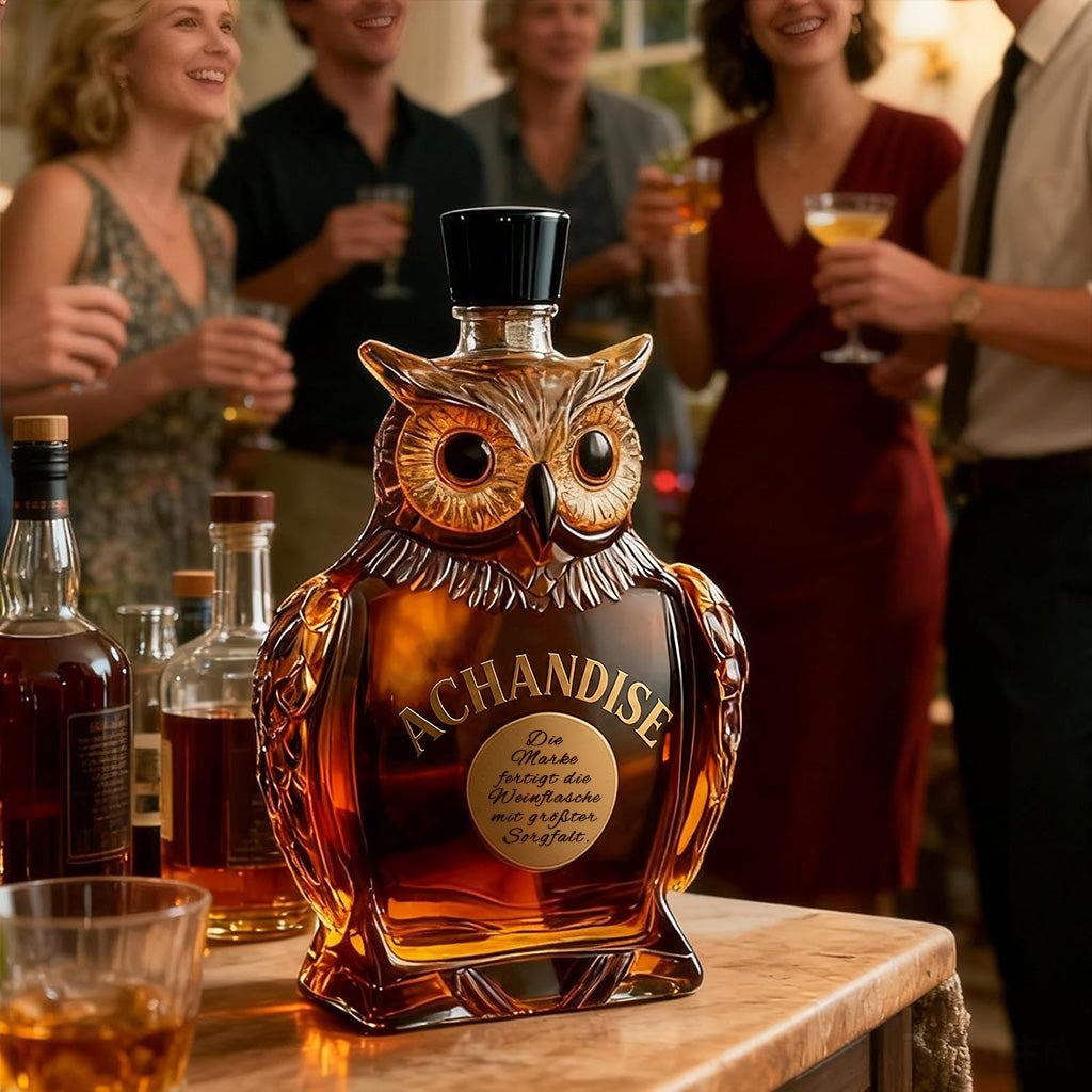 Achandise™ Owl Whiskey Decanter 350 ml ——Unique Glass Bottle for Whiskey, Wine & Liquor