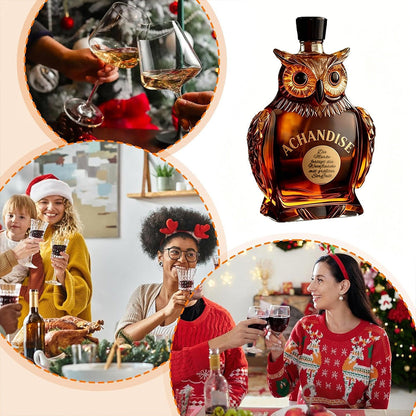 Achandise™ Owl Whiskey Decanter 350 ml ——Unique Glass Bottle for Whiskey, Wine & Liquor