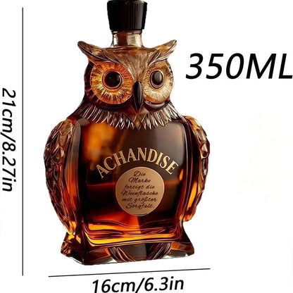 Achandise™ Owl Whiskey Decanter 350 ml ——Unique Glass Bottle for Whiskey, Wine & Liquor