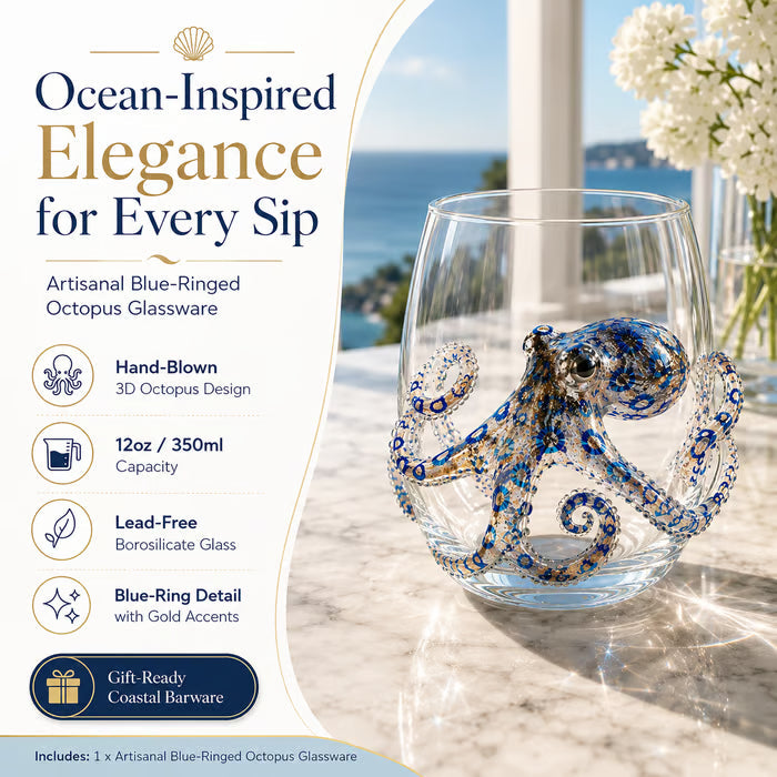 🔥Summer Sale-🌊Blue Ringed Octopus Handcrafted Glassware