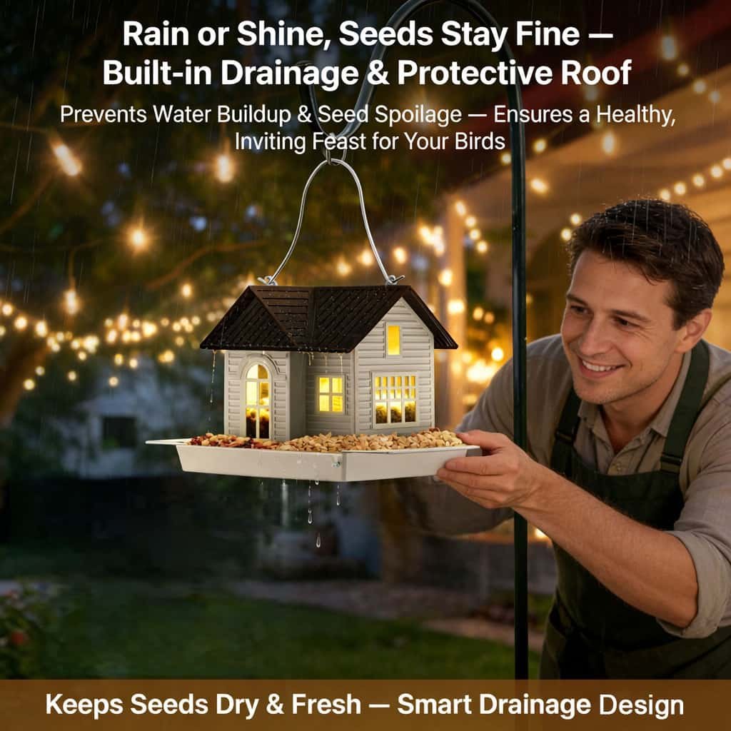 🎁 Last Day 60% OFF - 🏠Solar‐Powered Hanging Bird Feeder with Glow – Sturdy Metal Hopper Design🌙🐦