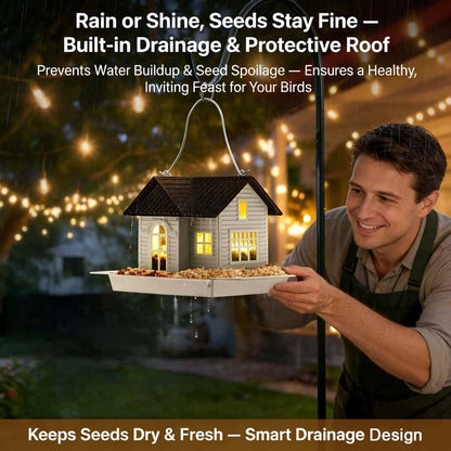 🎁 Last Day 60% OFF - 🏠Solar‐Powered Hanging Bird Feeder with Glow – Sturdy Metal Hopper Design🌙🐦