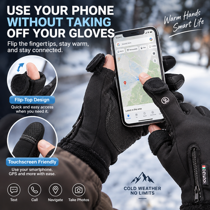 Winter Flip-Top Touchscreen Gloves – Warm, Windproof & Water-Resistant