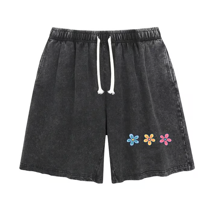 Women's Soft Cotton Blend Washed Floral Shorts, Casual Summer Travel Streetwear Bottoms