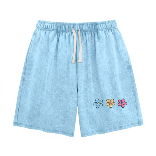 Women's Soft Cotton Blend Washed Floral Shorts, Casual Summer Travel Streetwear Bottoms