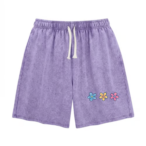 Women's Soft Cotton Blend Washed Floral Shorts, Casual Summer Travel Streetwear Bottoms