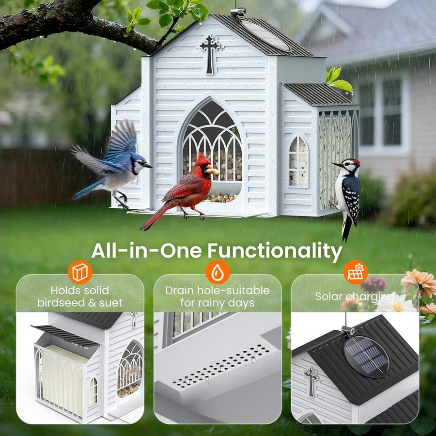 🎁 Last Day 60% OFF-✝️Church-Shaped Solar Bird Feeder(✨Same as in the video)
