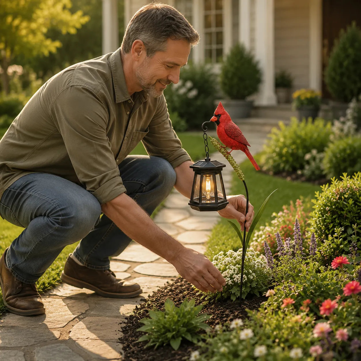 💝Vivid & Natural Charm🐦 Cardinal Solar Light—A Beautiful Garden Light That Feels Full of Life