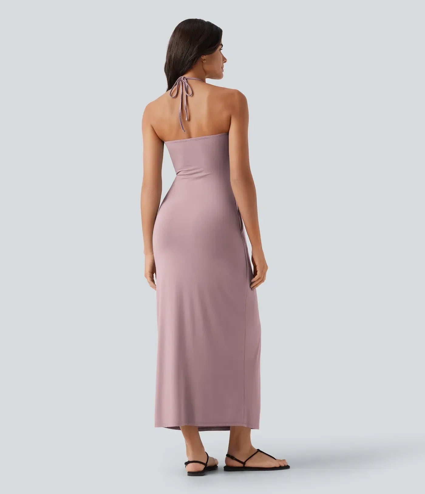 Trovehand Hourglass Bodycon Halter Tie Maxi Dress with Pockets