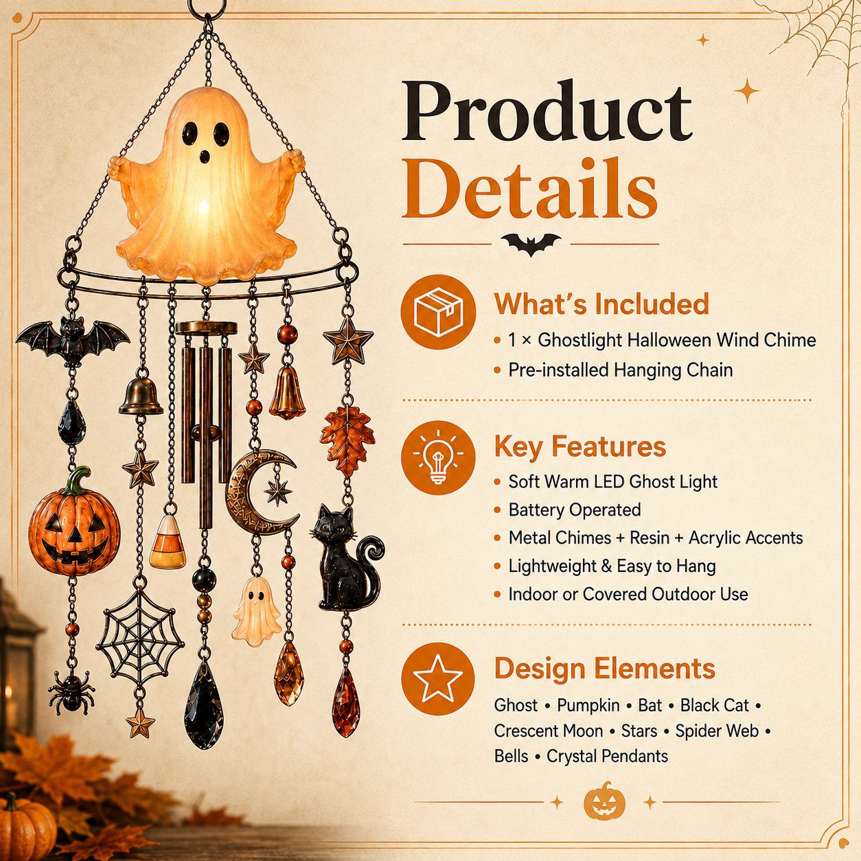 🔥LAST DAY 50% OFF - 👻 Haunted Glow Ghost Wind Chime