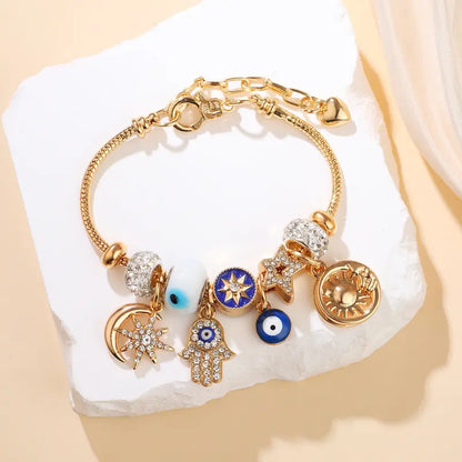 Women's Starry Sky Bracelet | Moon, Hamsa Hand, Evil Eye, and Tree of Life