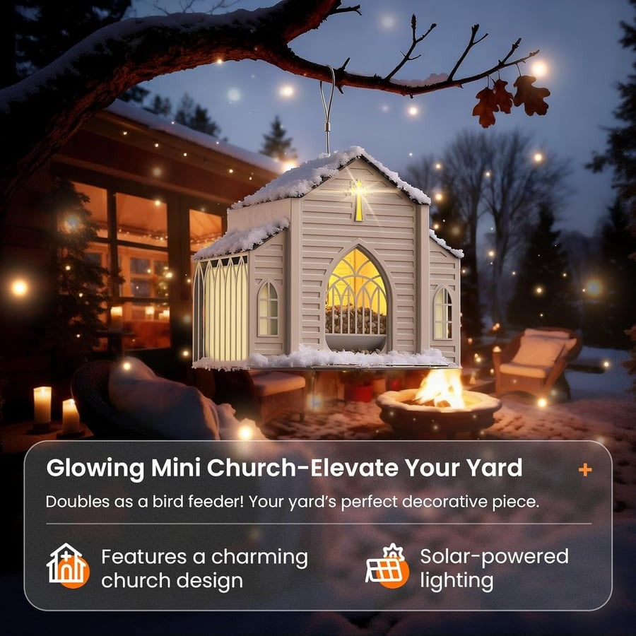 🎁 Last Day 60% OFF-✝️Church-Shaped Solar Bird Feeder(✨Same as in the video)