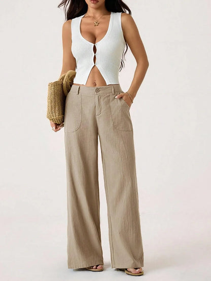 🔥Bestseller👖Women's High Waist Cotton Linen Wide Leg Pants