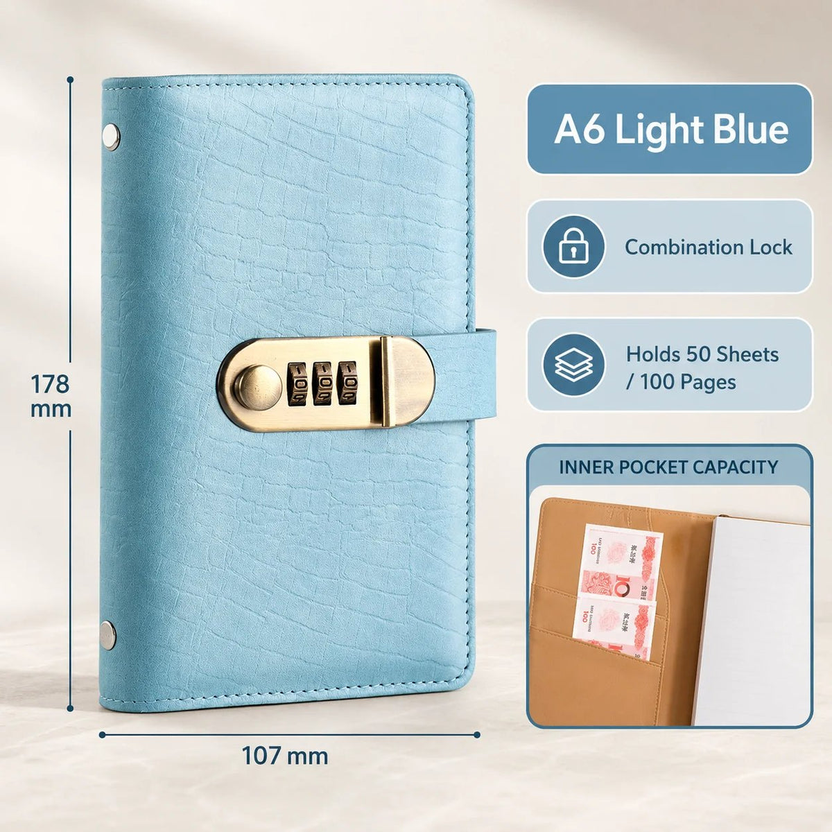 🔥 Last Day 49% OFF– Lockable A6 Savings Notebook with 3-Digit Combination Lock 💰