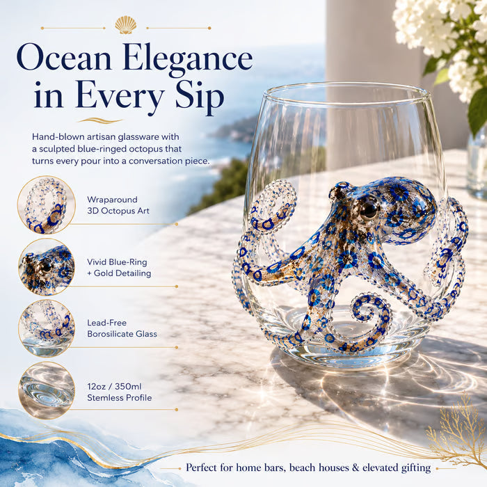 🔥Summer Sale-🌊Blue Ringed Octopus Handcrafted Glassware