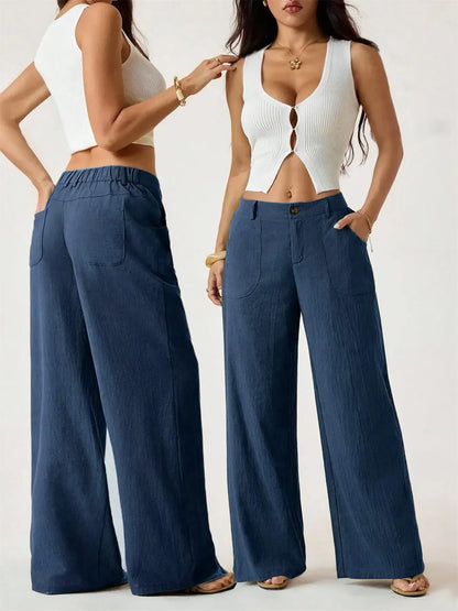 🔥Bestseller👖Women's High Waist Cotton Linen Wide Leg Pants