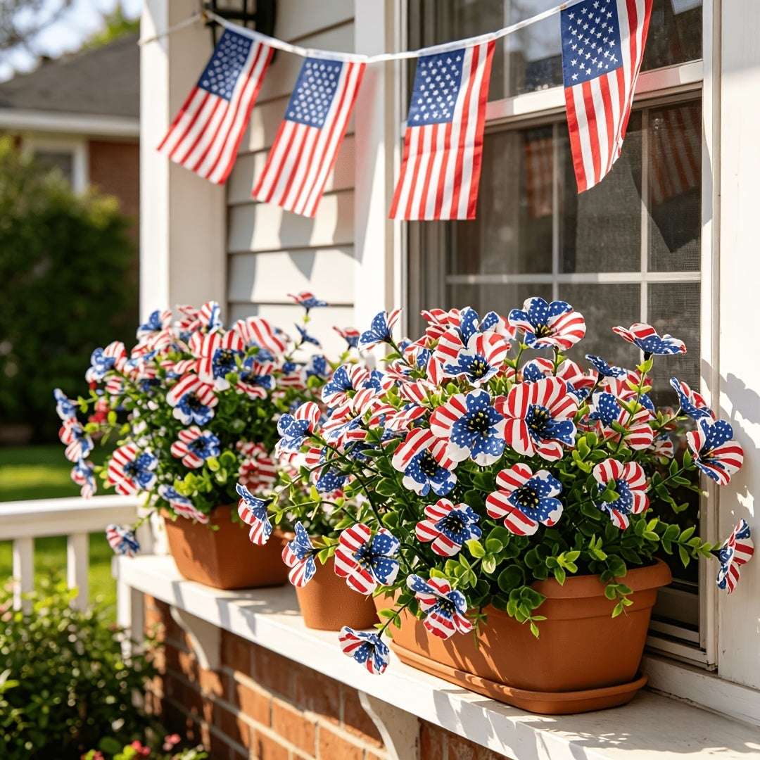 🔥4th of July Hot Sale 50% Off🔥Patriotic Red White Blue Artificial Flowers💐