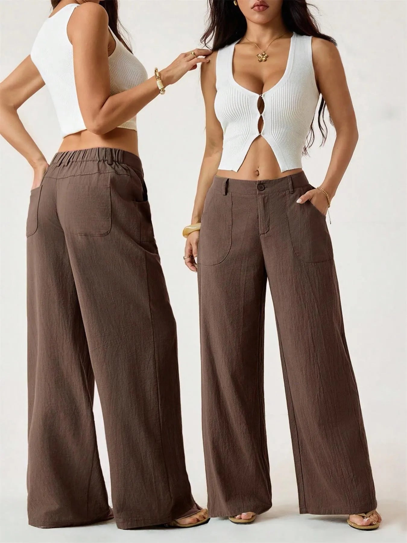 🔥Bestseller👖Women's High Waist Cotton Linen Wide Leg Pants
