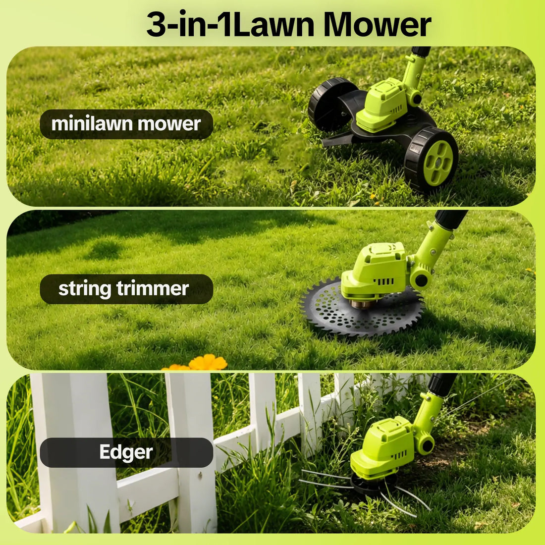Cordless trimmer battery and handle details