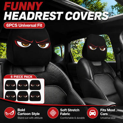 😆 Funny Cartoon Car Headrest Covers – 2PCS Universal Fit 🚗