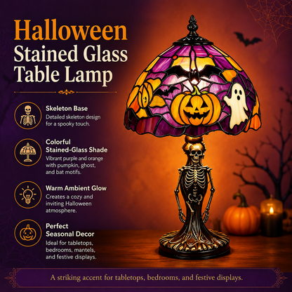 👻🎃 50% OFF TODAY – The Skeleton Stained Glass Lamp Your Halloween Needs