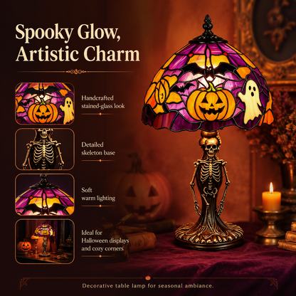 👻🎃 50% OFF TODAY – The Skeleton Stained Glass Lamp Your Halloween Needs