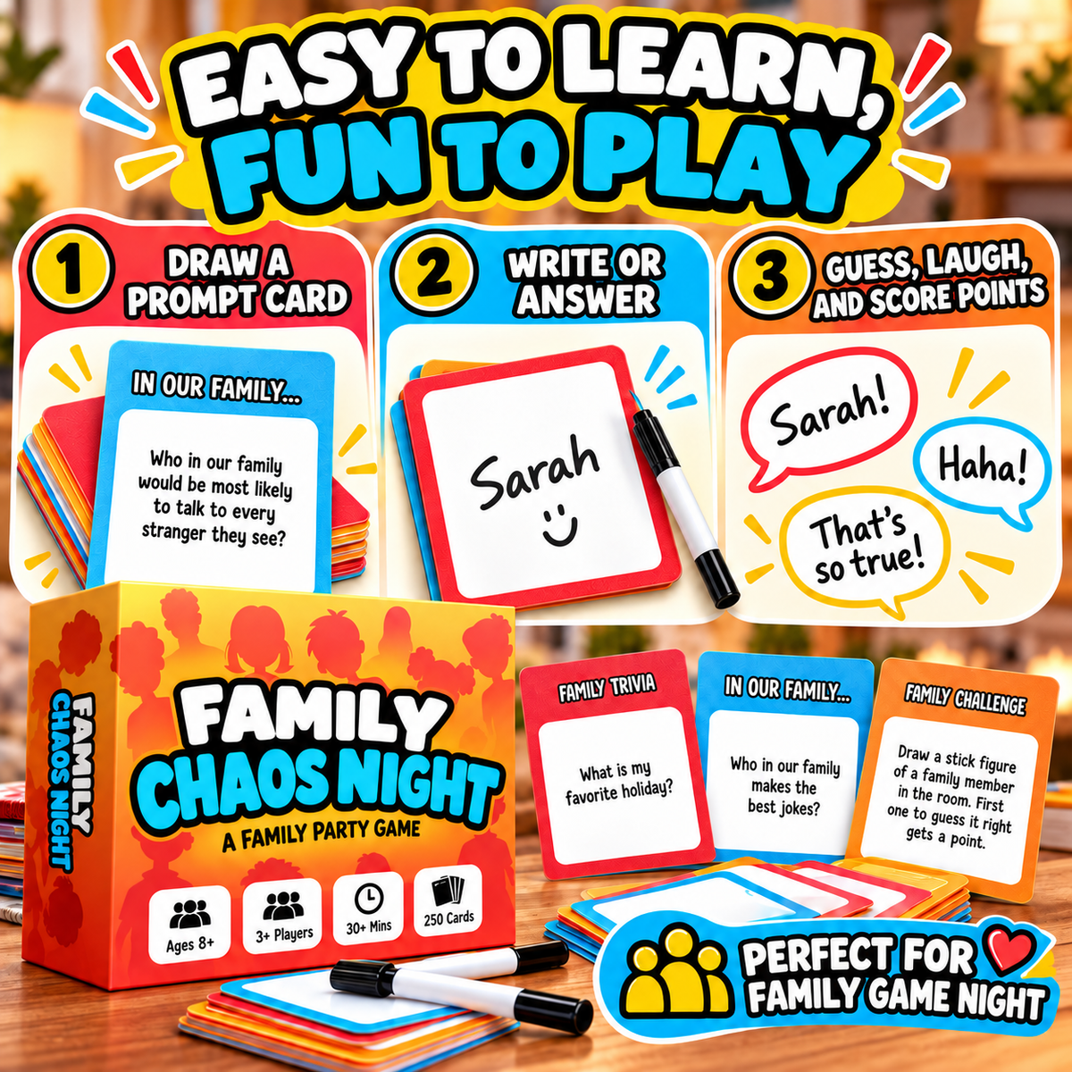 😂 50% OFF Today! Family Chaos Night – Hilarious Family Party Game