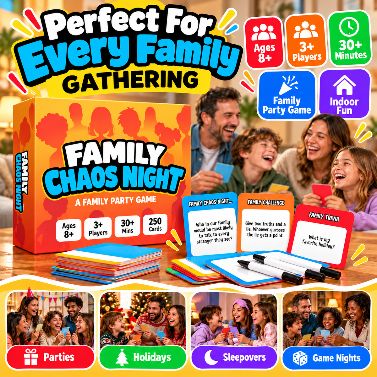 😂 50% OFF Today! Family Chaos Night – Hilarious Family Party Game
