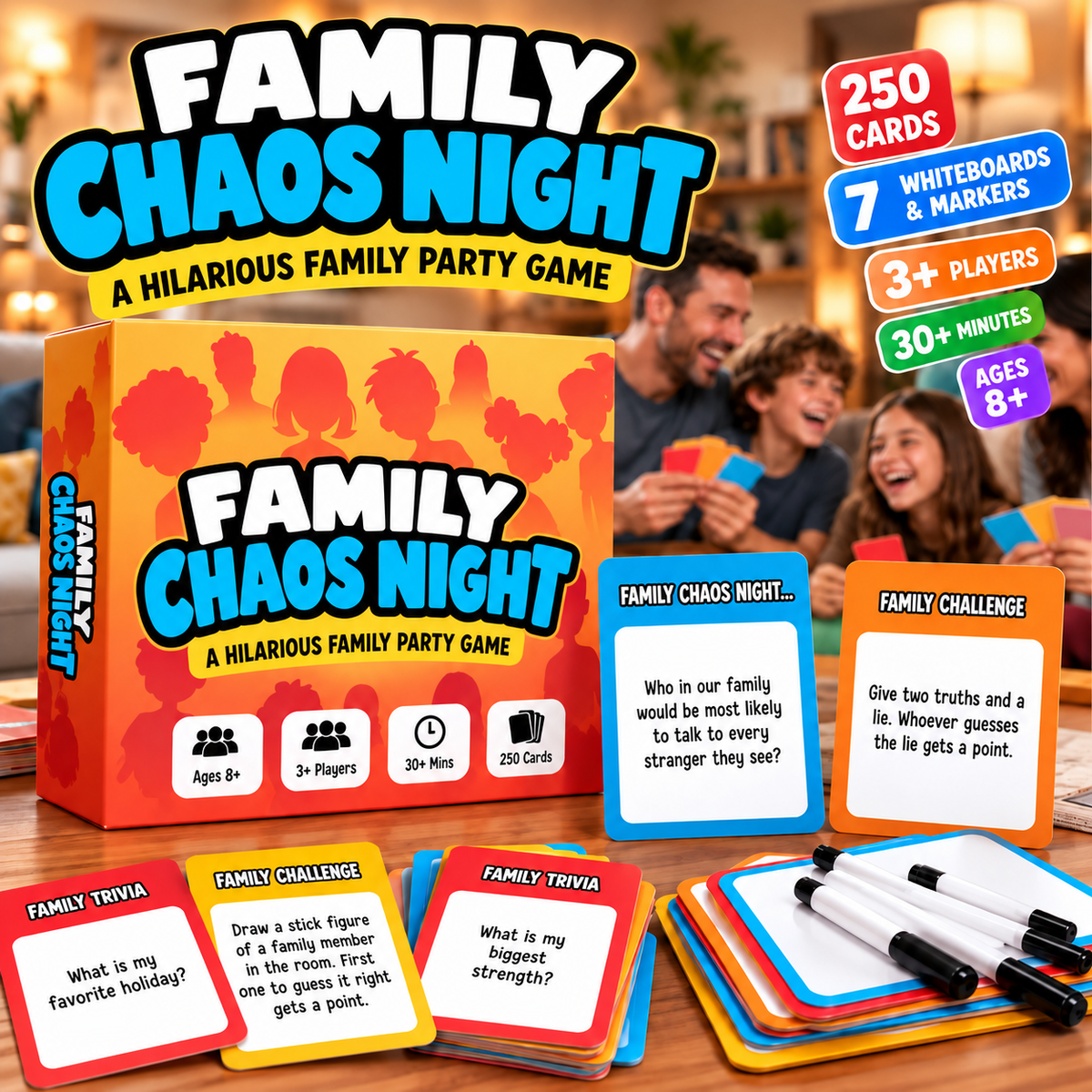 😂 50% OFF Today! Family Chaos Night – Hilarious Family Party Game