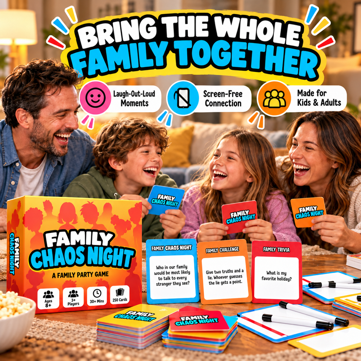 😂 50% OFF Today! Family Chaos Night – Hilarious Family Party Game