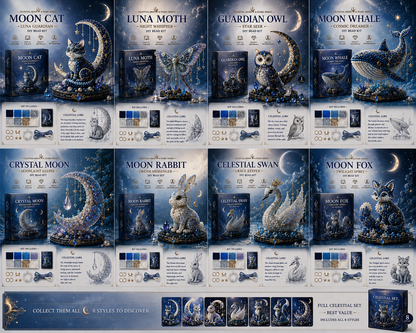🌙Moon Cat Luna Guardian DIY Bead Kit | Celestial Moon & Stars Series