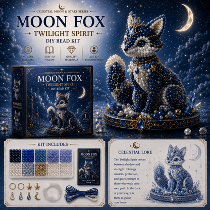 🌙Moon Cat Luna Guardian DIY Bead Kit | Celestial Moon & Stars Series