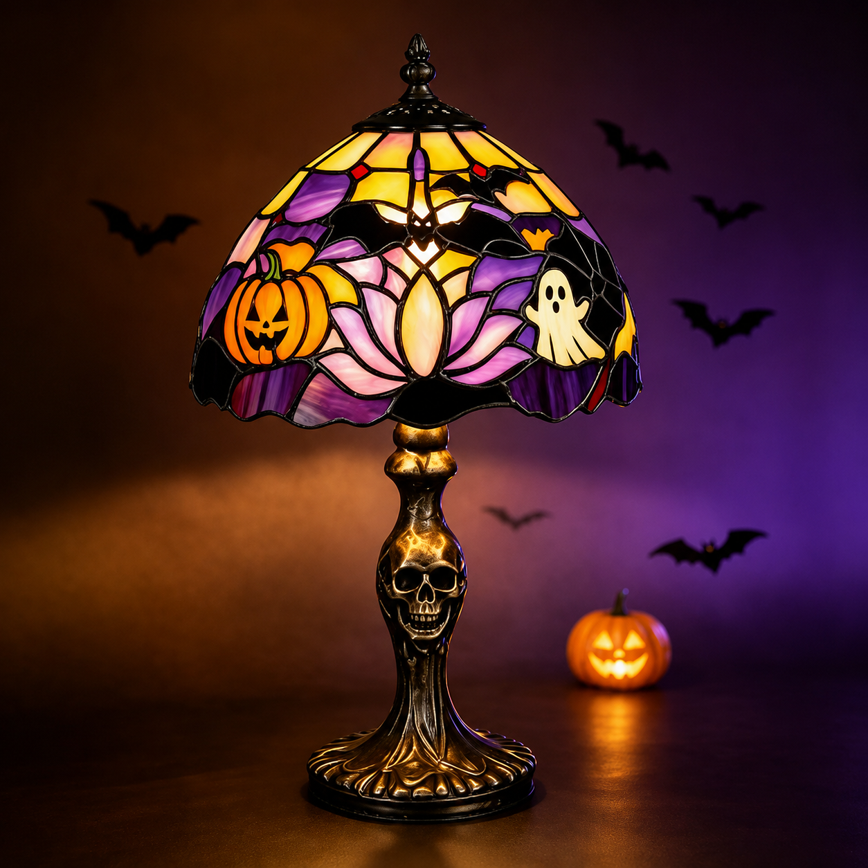 👻🎃 50% OFF TODAY – The Skeleton Stained Glass Lamp Your Halloween Needs