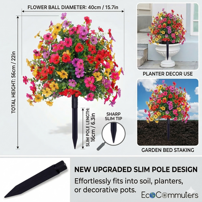 🎁 Last Day Coming Soon: 40% Off 💐 Artificial Topiary Ball Trees with Flowers and Ground Spikes 💐