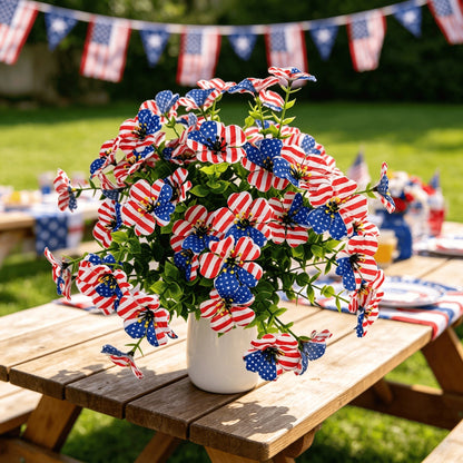 🔥4th of July Hot Sale 50% Off🔥Patriotic Red White Blue Artificial Flowers💐