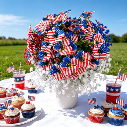 🔥4th of July Hot Sale 50% Off🔥Patriotic Red White Blue Artificial Flowers💐