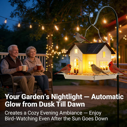 🎁 Last Day 60% OFF - 🏠Solar‐Powered Hanging Bird Feeder with Glow – Sturdy Metal Hopper Design🌙🐦