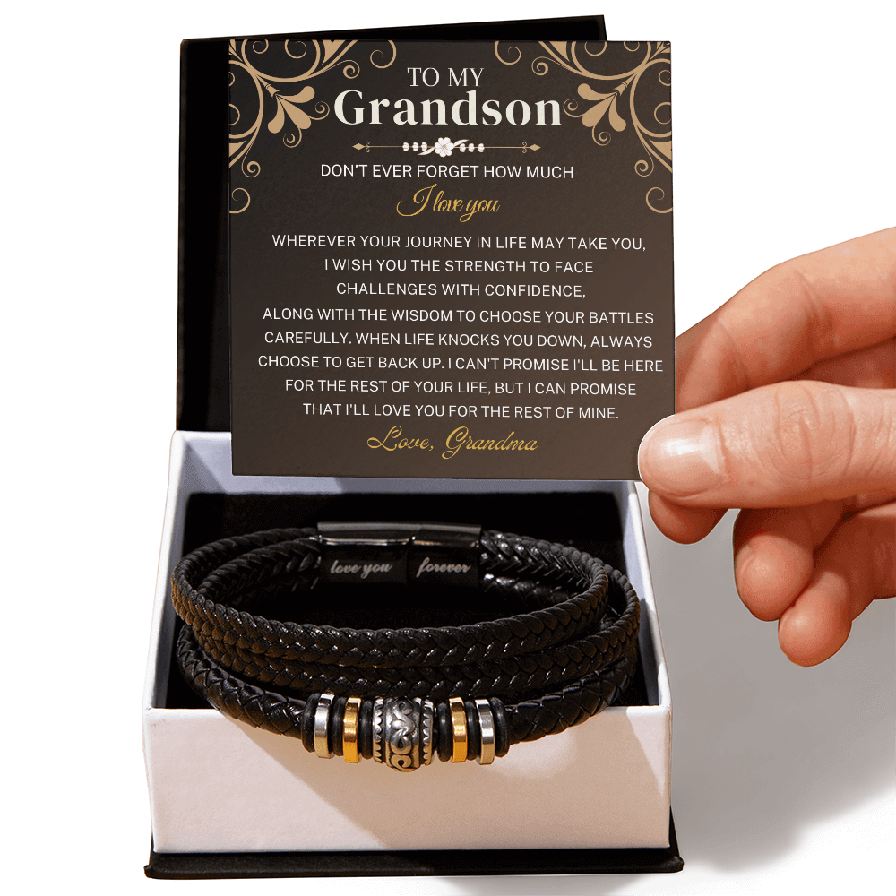 To My Grandson Bracelet - Wherever Your Journey - Braided IV519B