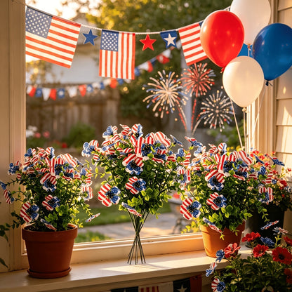 🔥4th of July Hot Sale 50% Off🔥Patriotic Red White Blue Artificial Flowers💐