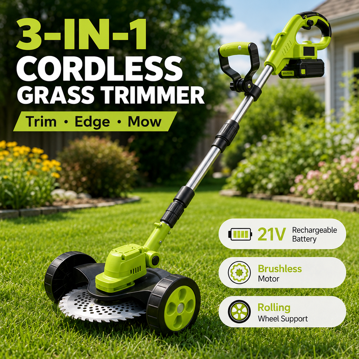 🌿60% OFF TODAY⚡ 3-in-1 Cordless Grass Trimmer