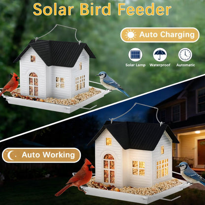 🎁 Last Day 60% OFF - 🏠Solar‐Powered Hanging Bird Feeder with Glow – Sturdy Metal Hopper Design🌙🐦