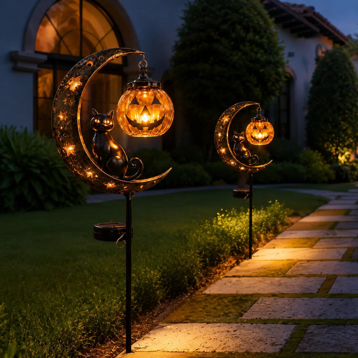 Solar Pumpkin Moon Garden Stake Light