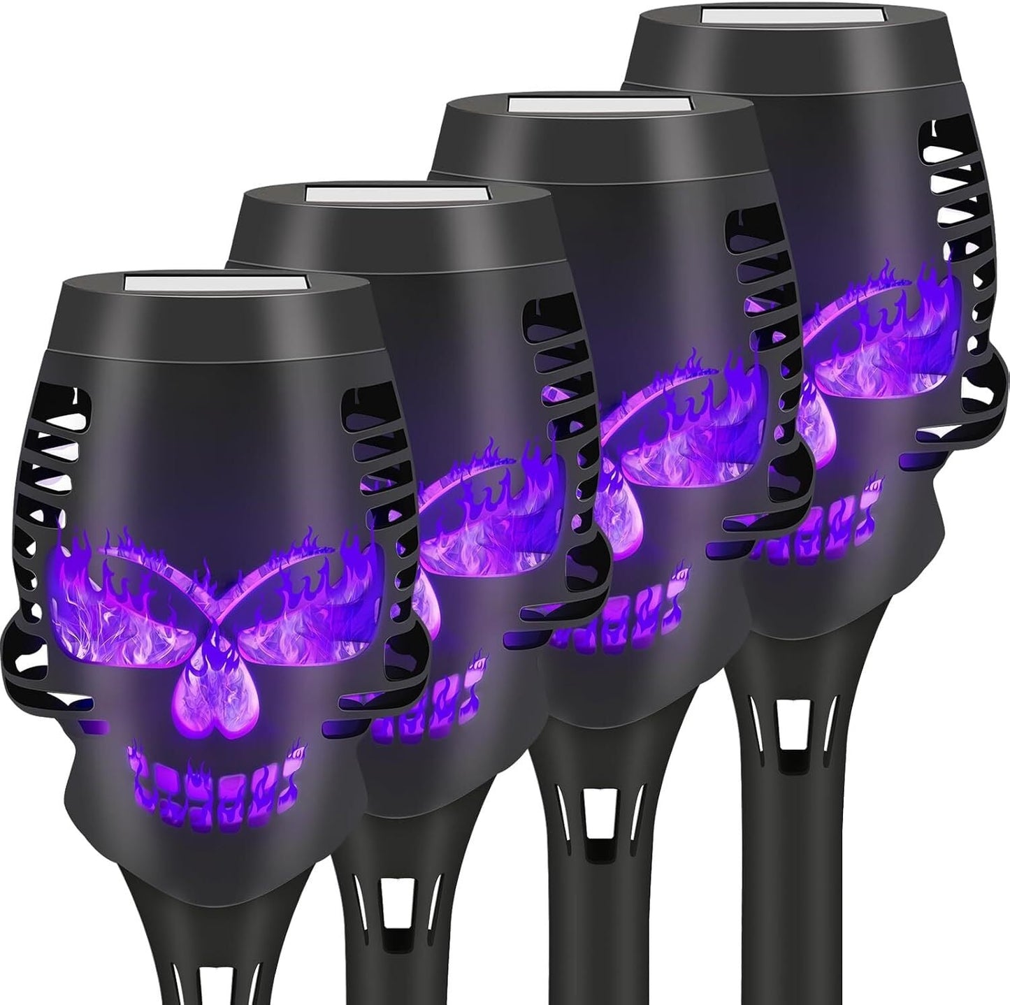 💀🔥Halloween Early Bird Special Sale 49% OFF-Halloween Skulls Solar Pathway Lights Purple Torch Flame Lights for Garden